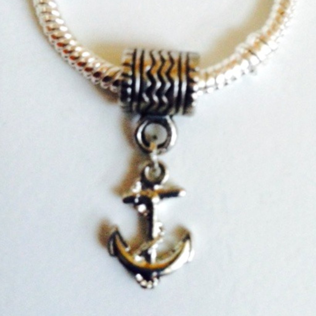 Anchor” Silver Tone Dangling Charm Bead For European Style Charm Bracelets